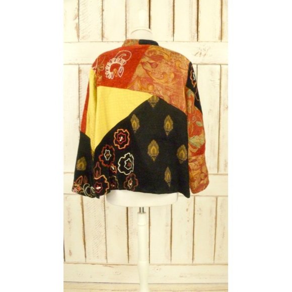 Embroidered patchwork tapestry vintage cardigan jacket - Picture 4 of 5
